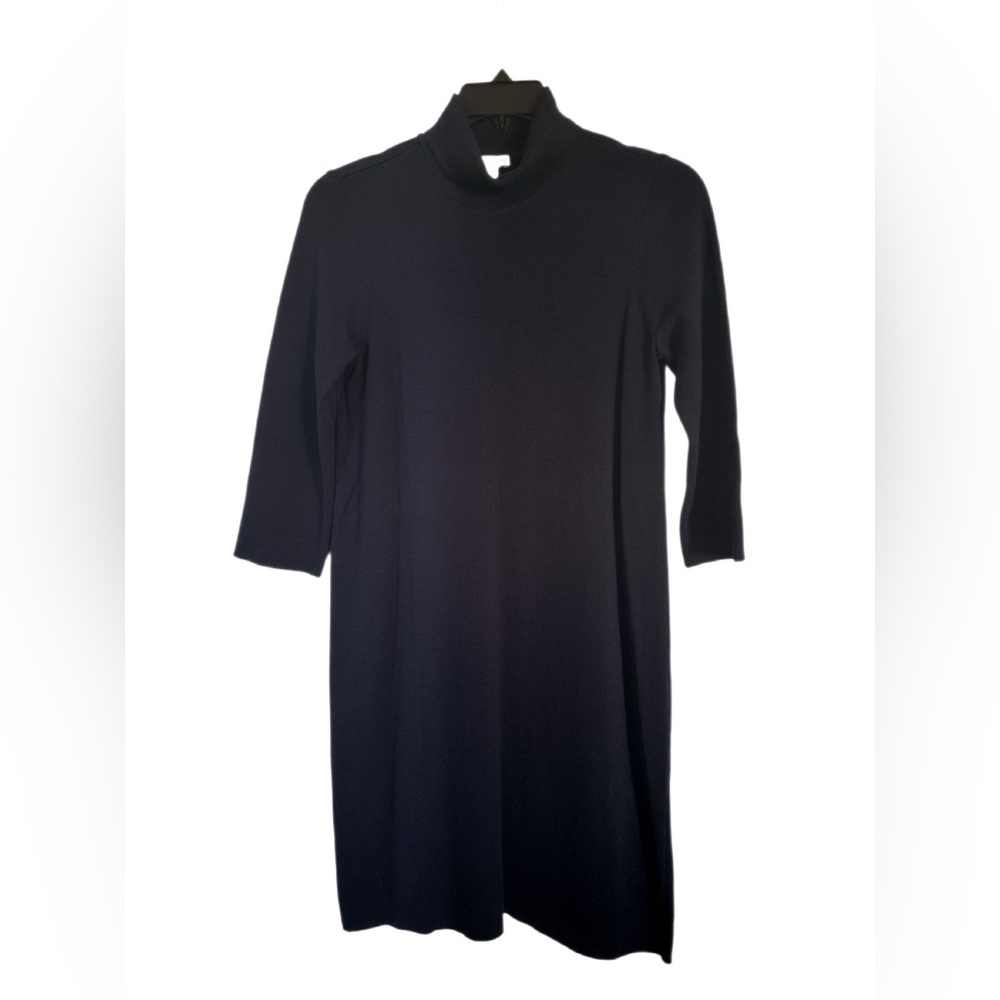 J. Jill Womens XS Navy Blue Knit Turtleneck Sweater Dress Minimalist